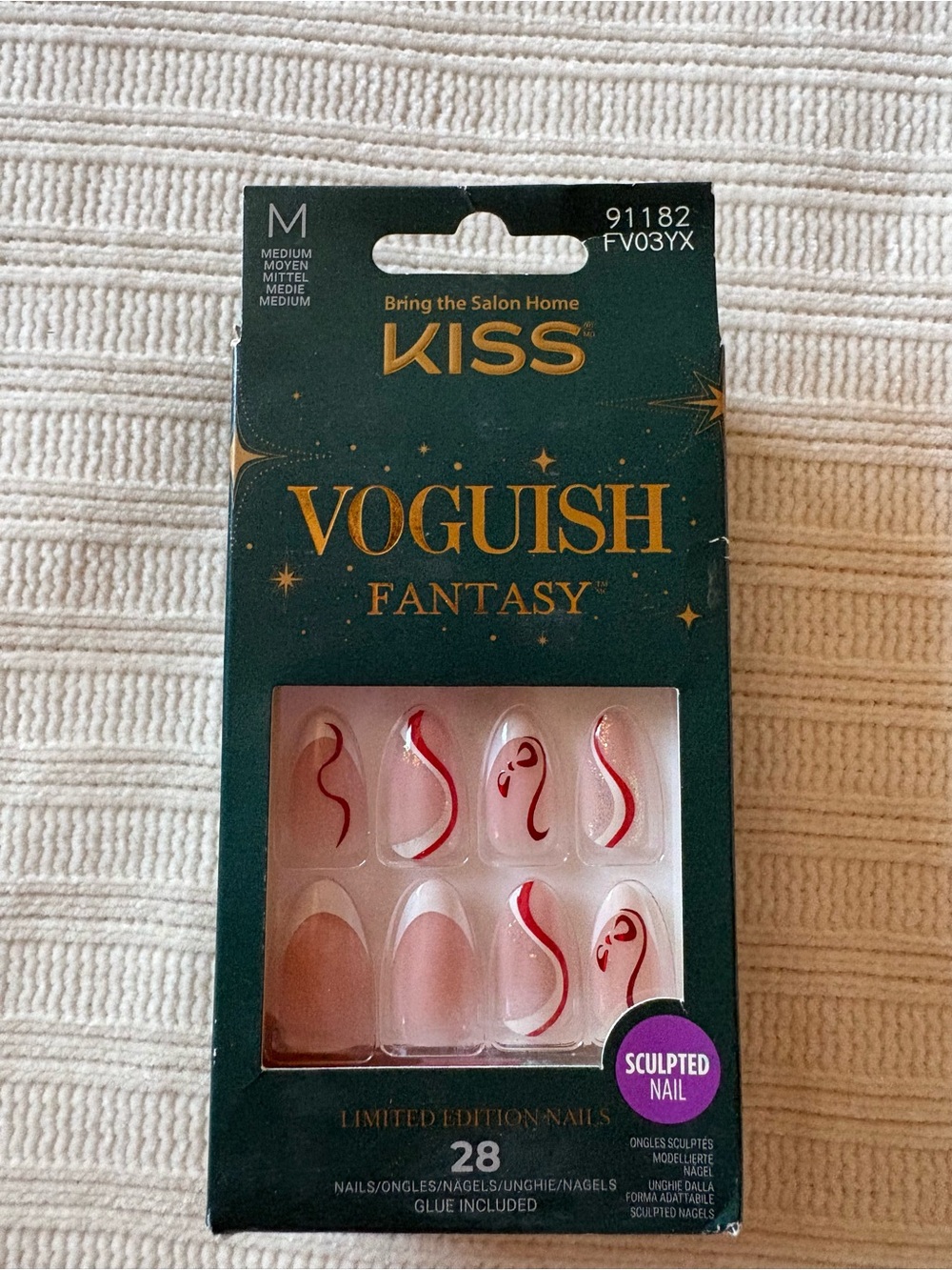 Kiss Voguish Fantasy Sculpted Press-On Nails — Pink & Red Swirl